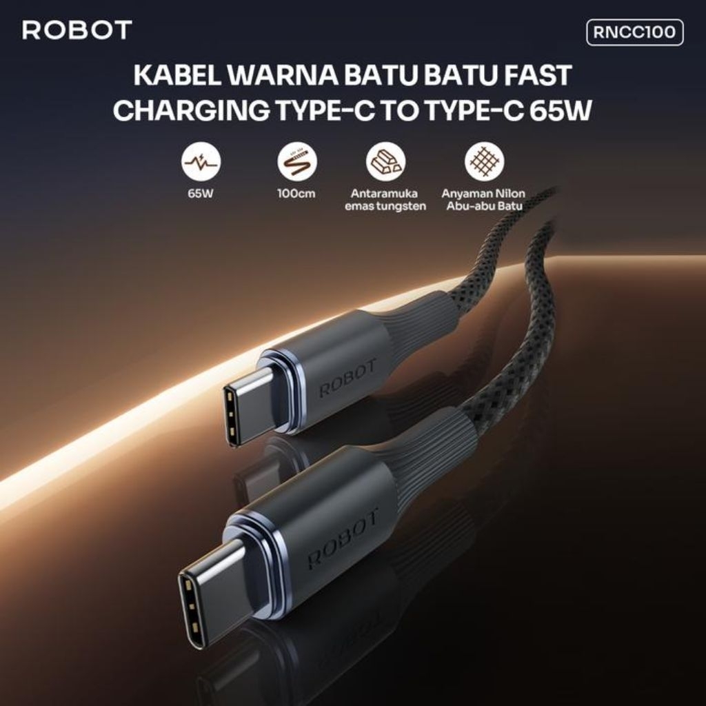 Jual Kabel Data Robot RNCC100 Type C to Type C | Shopee Indonesia