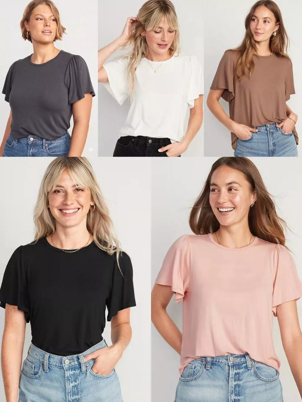Atasan Lengan Pendek Wanita OLN Luxe Flutter-Sleeve Top - 2409