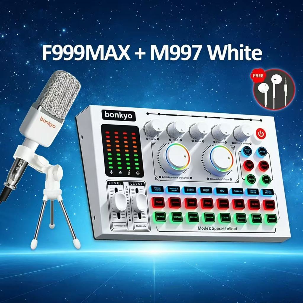 Bonkyo F999MAX + M997 マイクセット　未使用　ライブ配信 Jual Bonkyo Soundcard F999 / F999MAX Warna Putih Peralatan Live