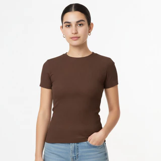 HOSC Kaos Oneck Bodyfit Knit Crop Top Stretchy
