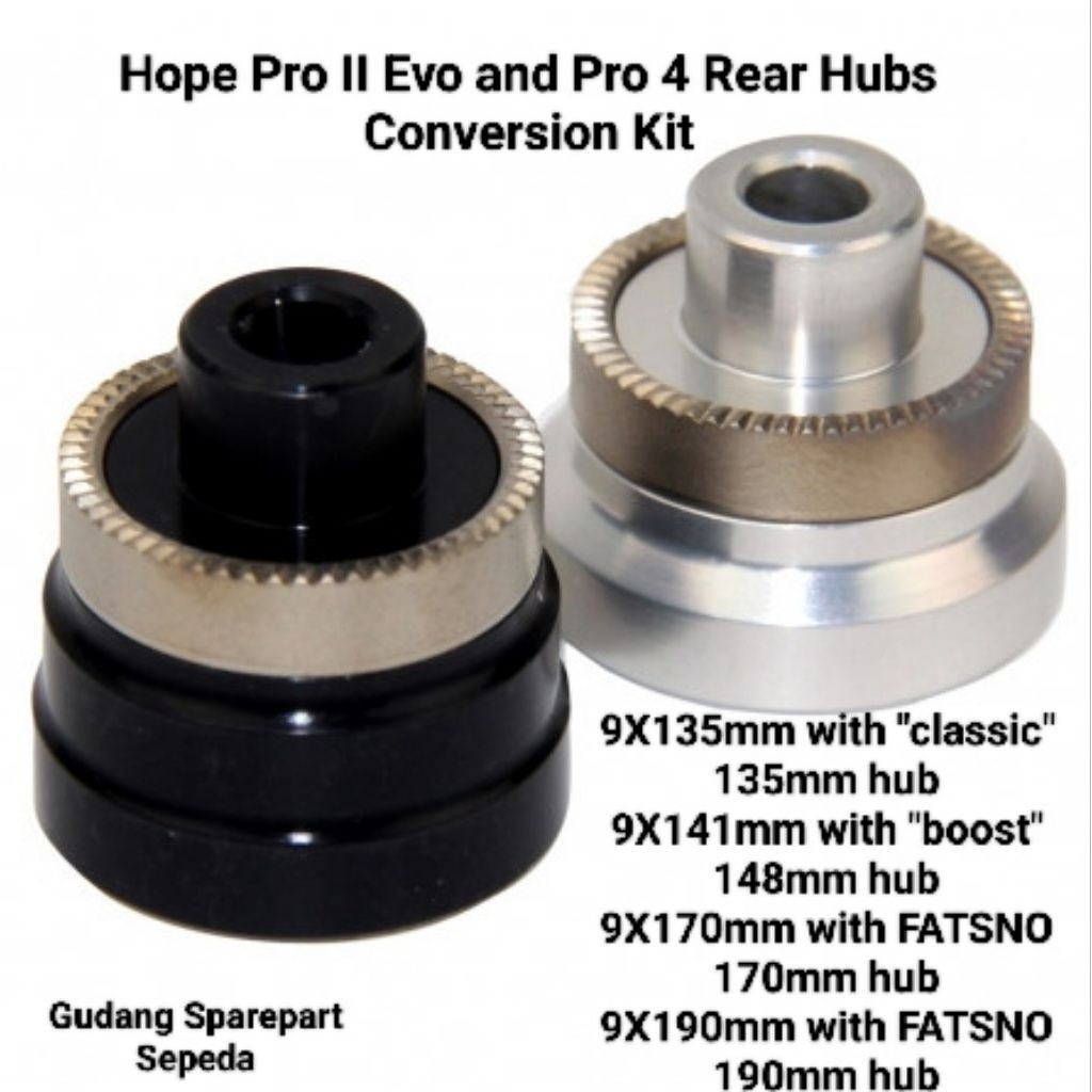 Jual Hope Pro II Evo and Pro 4 Rear Hubs Conversion Kit - QR Adaptor ...