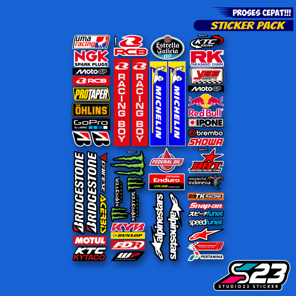 Jual Stiker mini pack Racing SPONSOR, Sticker Printcut | Shopee Indonesia