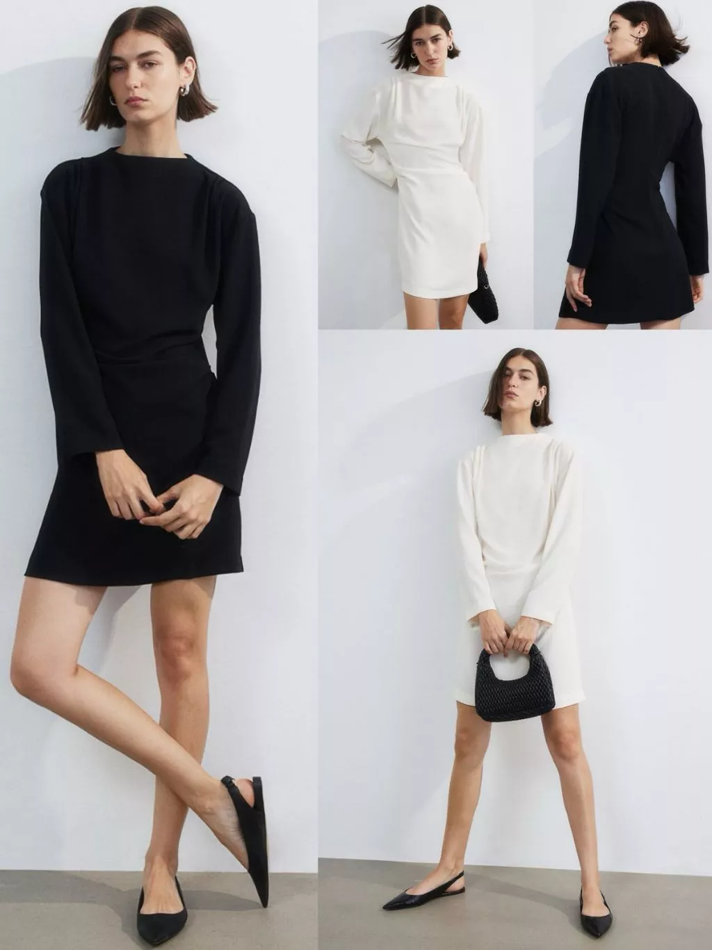 Dress Mini Wanita Bahan Soft Crepe HM Draped Dress - 2410