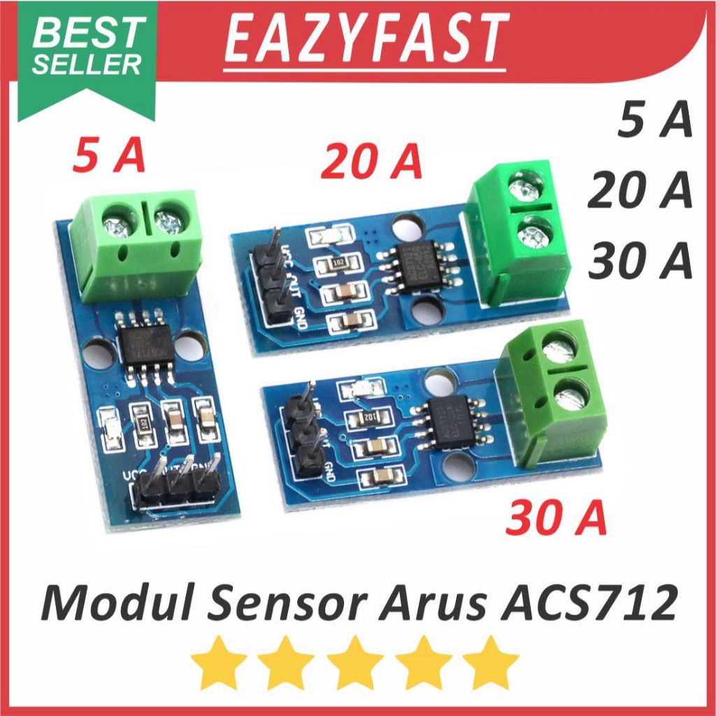 Jual Modul Sensor Arus ACS712 5A 20A 30A 5 20 30 A Ampere Hall Current ...