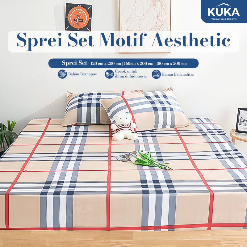 Harmony Gallery - Sprei Set Motif Aesthetic ukuran 120/160/180x200cm – Elegan, H