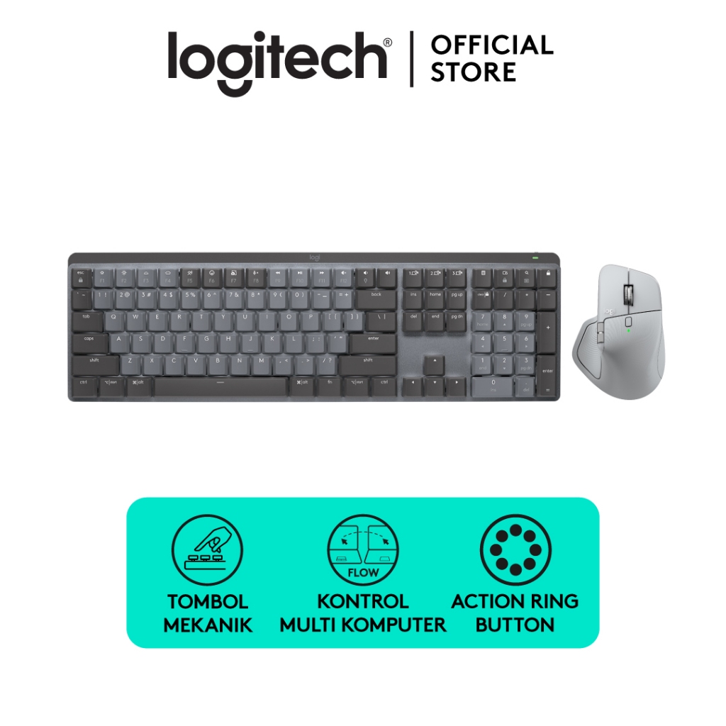 [BUNDLING] Logitech MX Master 4, Mouse Wireless Ergonomis + Logitech MX Mechanical Tactile Keyboard Wireless Bluetooth Backlit (3)