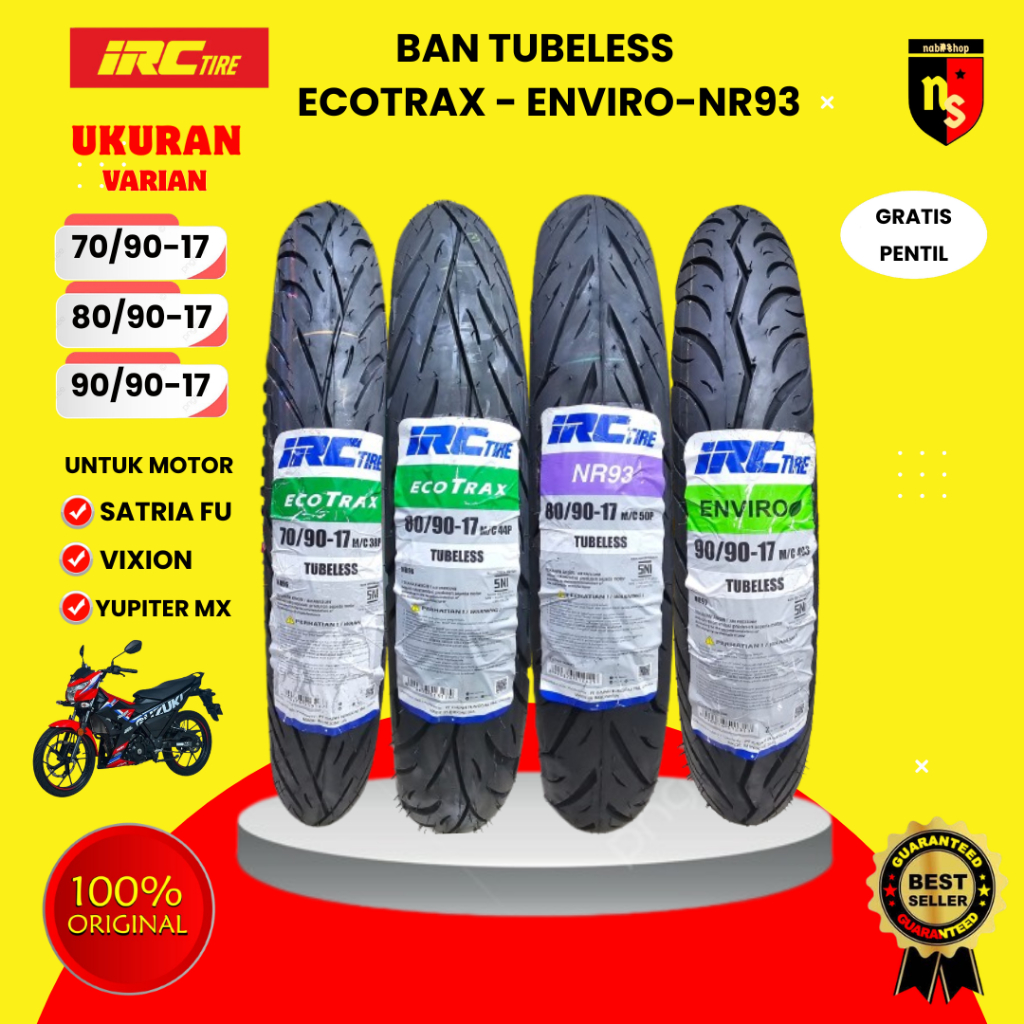 Jual (READY STOK) BAN IRC ECOTRAX NR96 RING 17 (70/90 80/90 90/90 ...