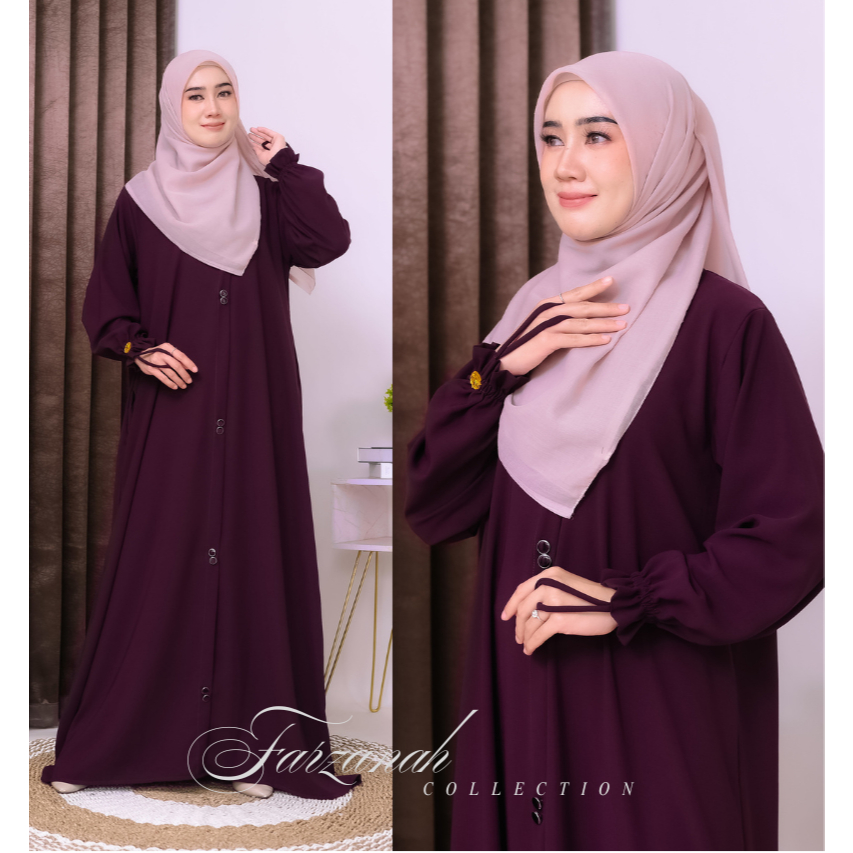 gamis abaya zalina bahan sabrina anti uv abaya basic variasi kancing mewah elegant