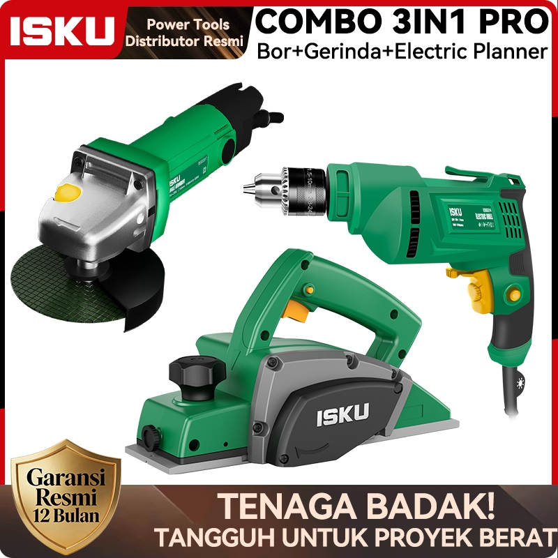 Jual ISKU Paket Mesin Set 3 in 1 Power Tools Alat Tukang Kayu Besi Bor ...