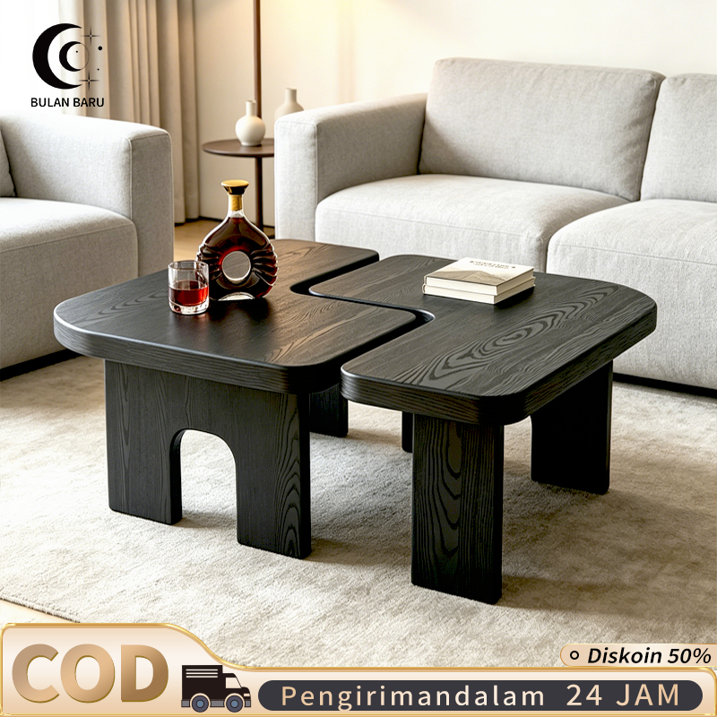 COD Meja Ruang Tamu Kayu Meja Coffe Minimali Hitam Meja Kopi Meja Soffa Aesthetic Meja Teras Meja Sudut Meja Bunga Top Table Meja Tamu Kayu Coffee Table