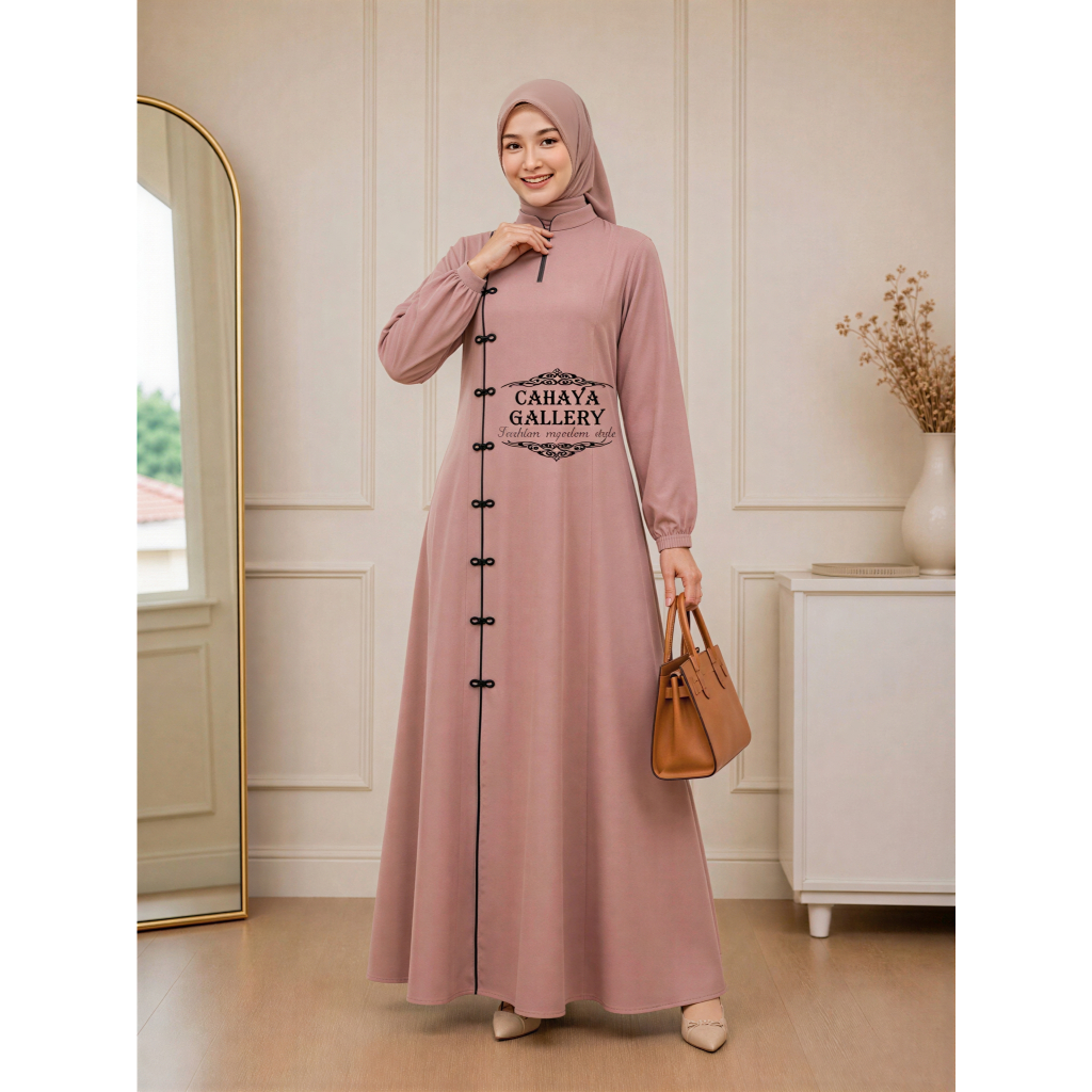 Abaya Cheongsam Premium Sabrina Anti UV Elegand Anggun & Mewah Busui Friendly Maxi Dress Gamis Wanita Kekinian