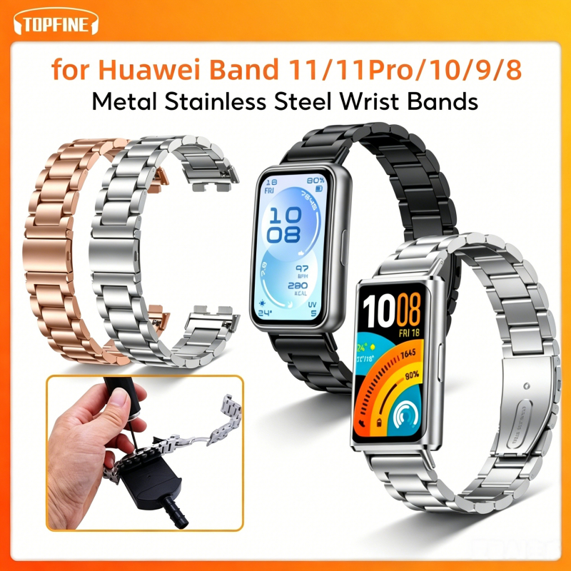 Tali Stainless Tali huawei band 11/11Pro strap steel strap for huawei band 10/9/8 tali Metal Stainless Steel Wrist Bands Smart Watch Bracelet Strap Bands Replacement