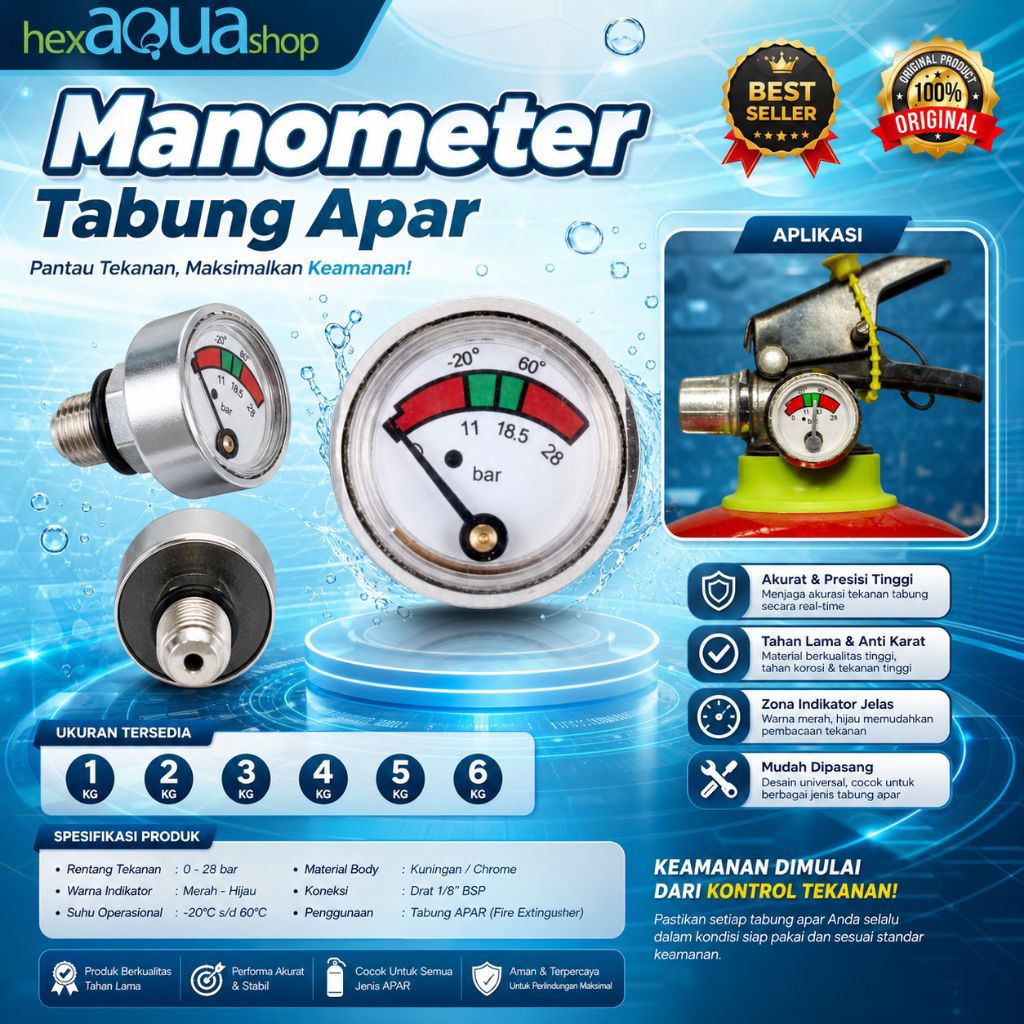 Jual manometer tabung apar pressure gauge meteran co2 cisod | Shopee ...