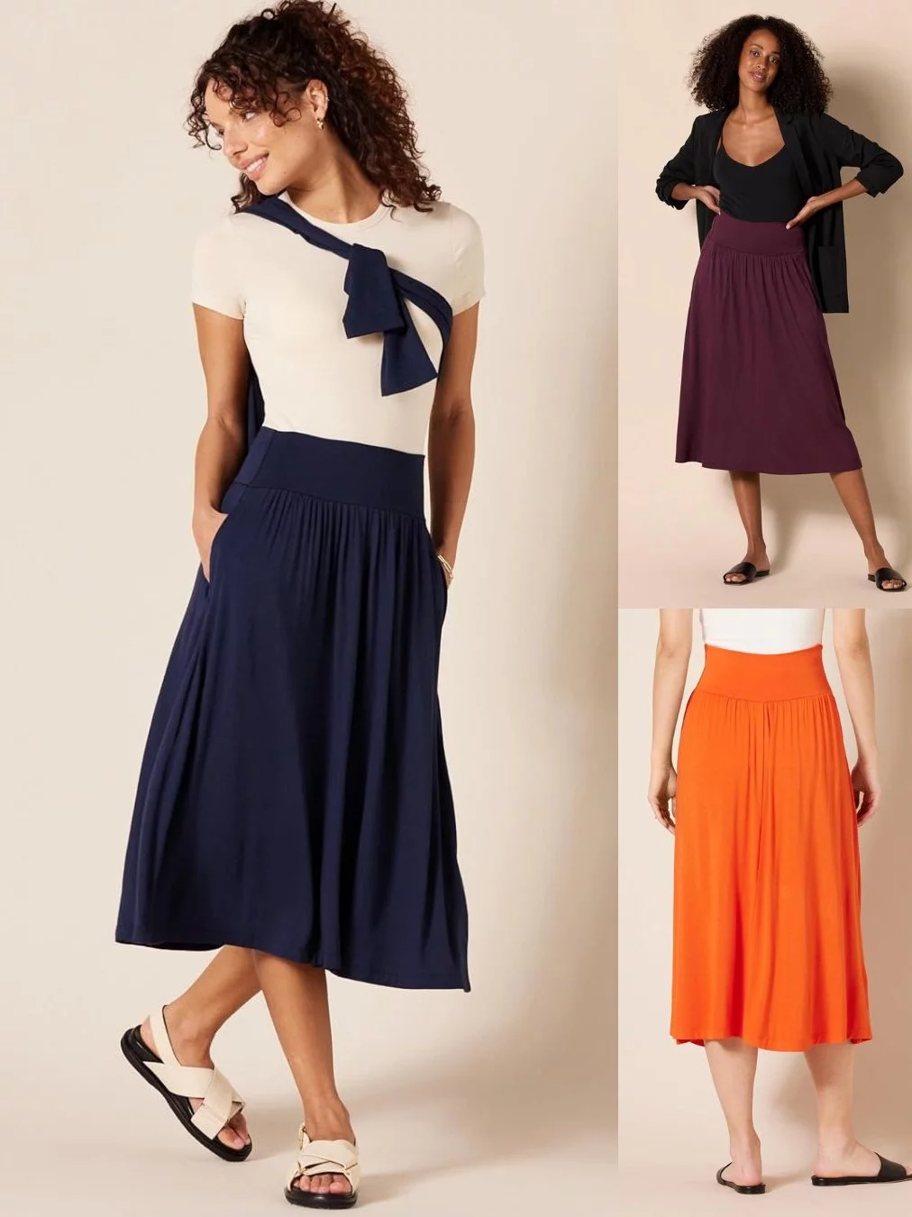 Rok Midi Bahan Jersey AMZ Jersey Pull-on Midi-length Skirt - 2437