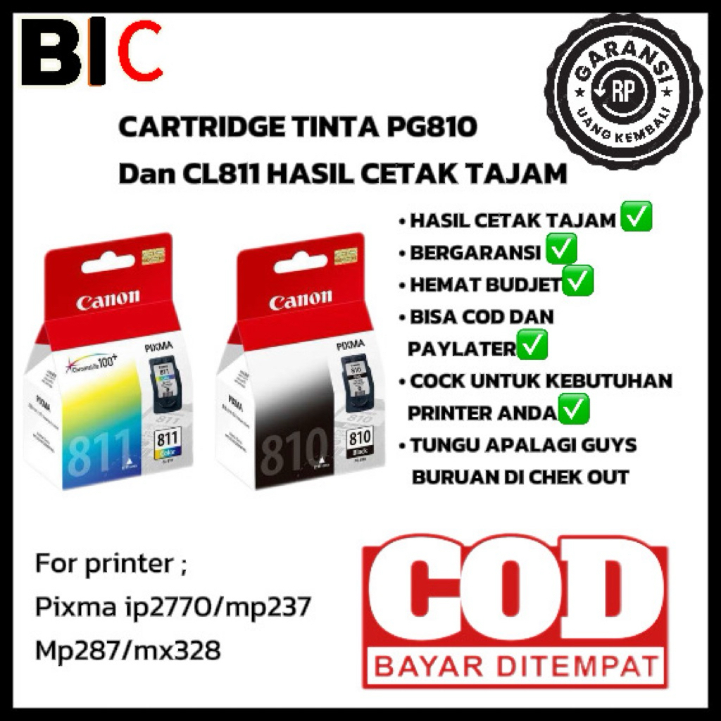 Jual Canon Cartridge 810 811 Sepaket Premium Tinta Printer IP2770 MP287 ...