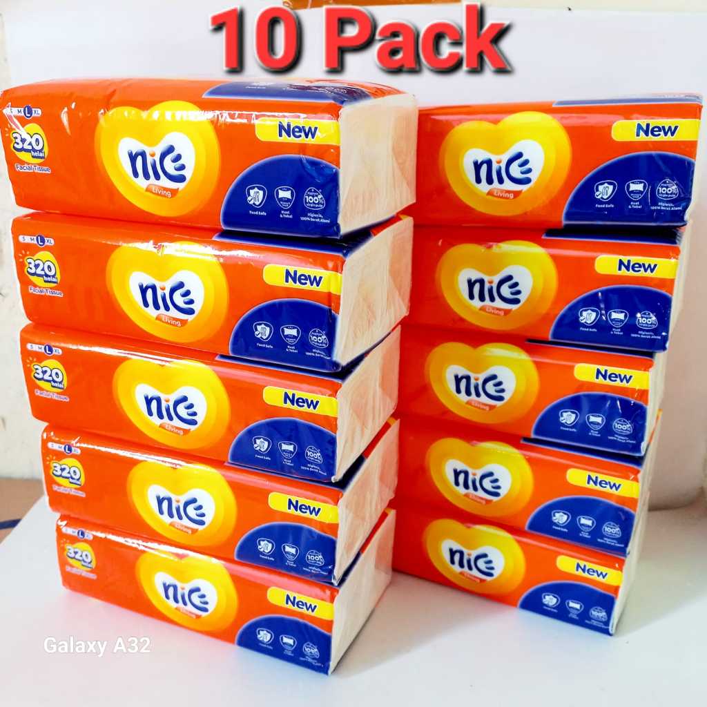 Jual PAKET 10 Pack Tisu Wajah Nice 320 Lembar - Lembut, Kuat, dan Daya ...