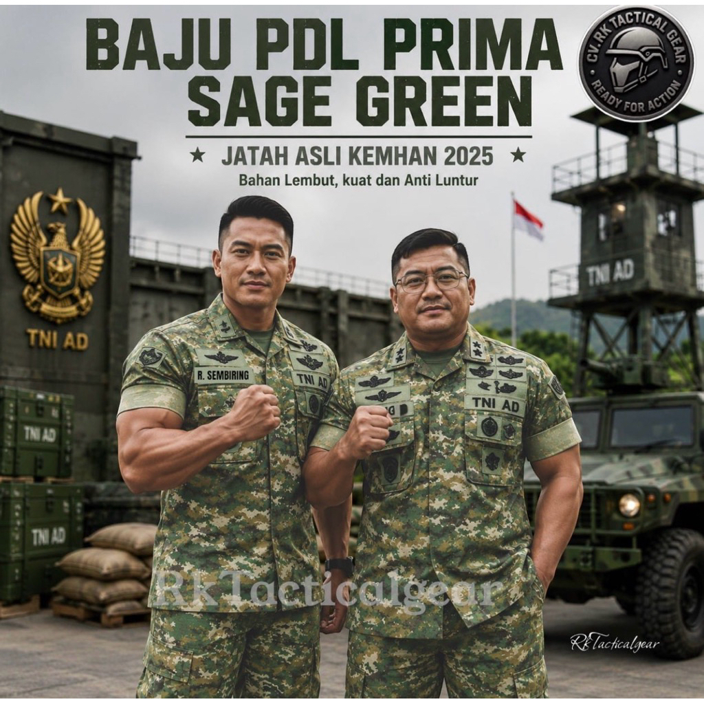 Jual BAJU PDL LORENG PRIMA/ SAGE GREEN JATAN KEMHAN/ TNI PERWIRA. MERK ...