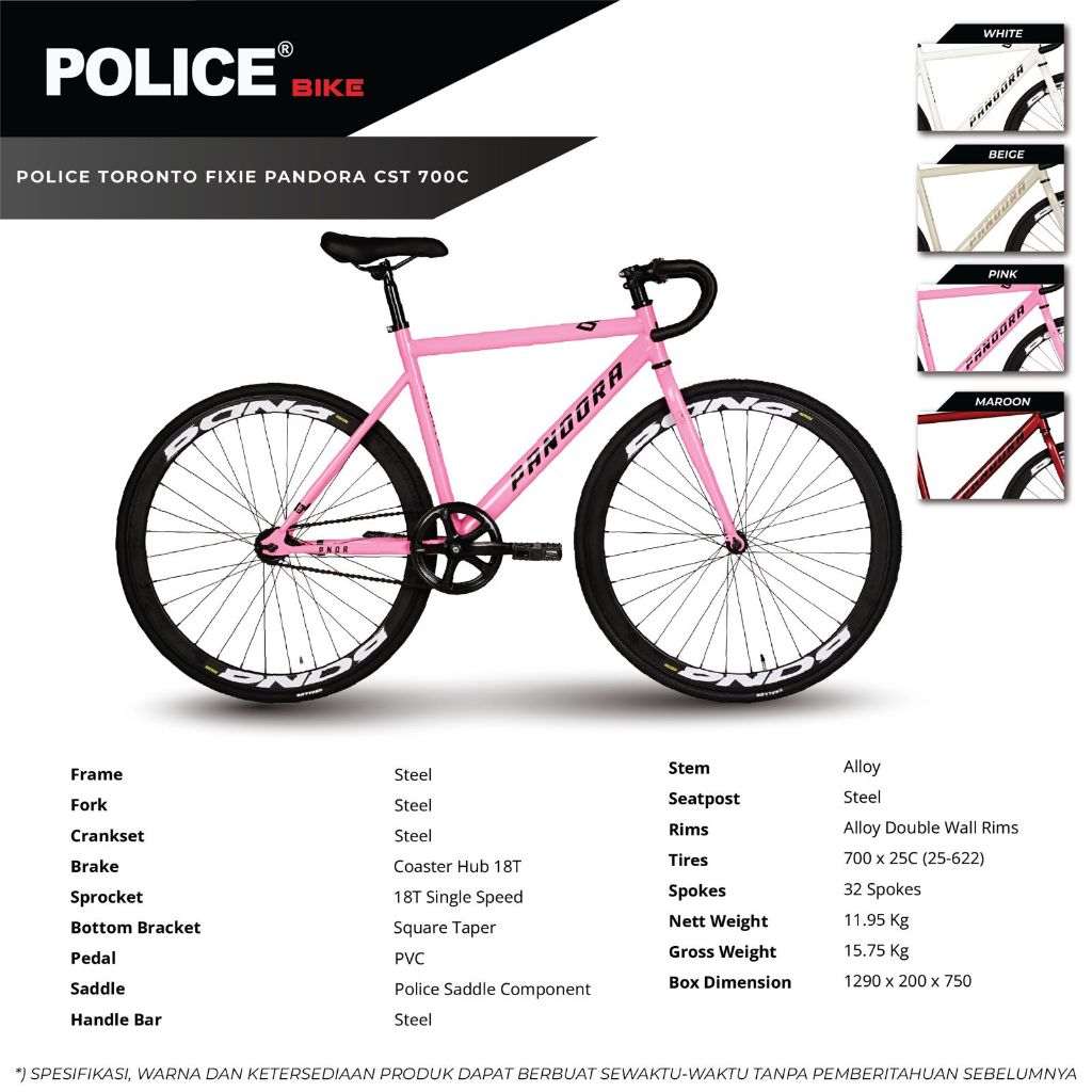 Jual SEPEDA FIXIE ROAD BIKE ELEMENT POLICE PANDORA 700C REM TORPEDO ...