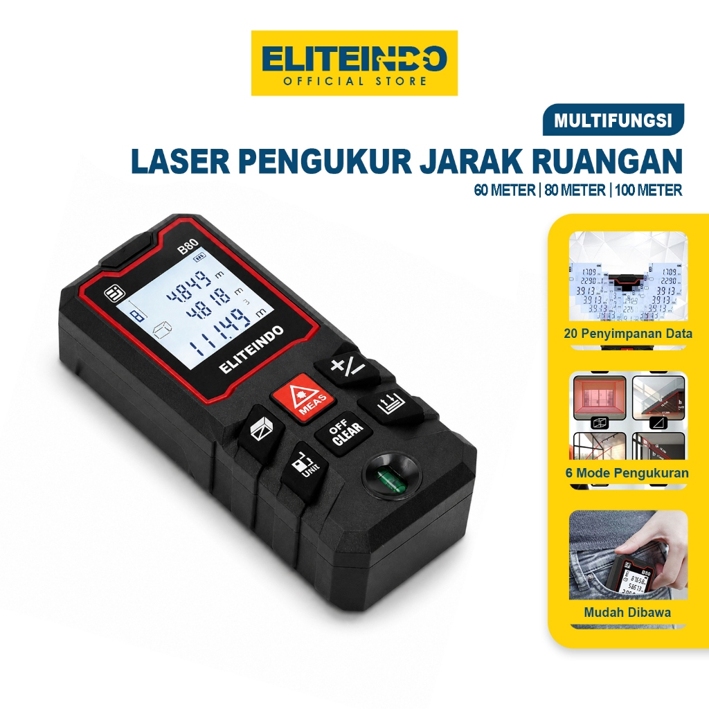 Jual ELITEINDO Digital Meteran Laser Distance 60m 80m 100m Akurat Alat ...