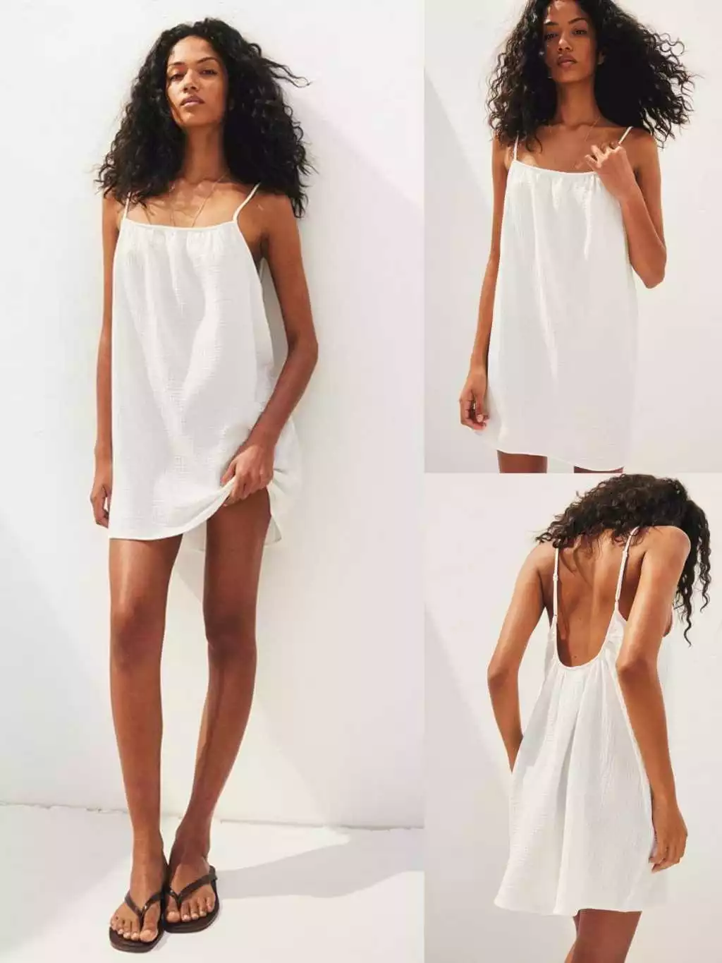 Mini Dress Pantai Bahan Katun HM Muslin Beach Dress - 2464