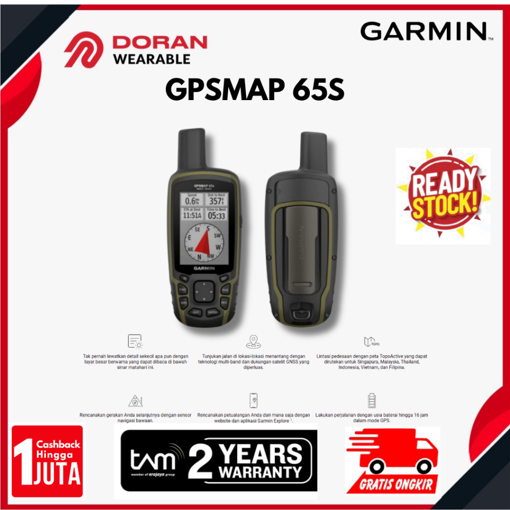 Jual Garmin Gps Map 65s Handheld Garansi TAM 2 Tahun | Shopee Indonesia