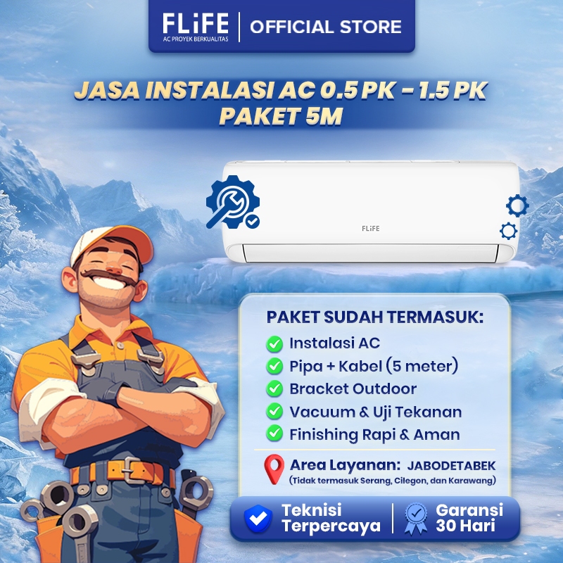 Jasa Instalasi AC 1/2 PK - 1.5 PK PAKET 5 METER JABODETABEK