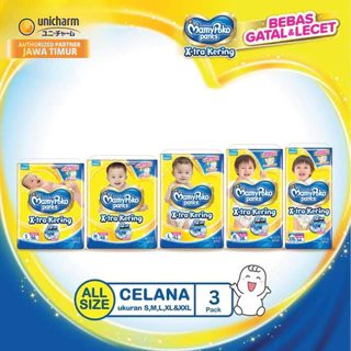 MamyPoko Pants X-tra Kering - Popok Celana All Size (S-XXL) 3 Pack / 1 Karton - Ultra Jumbo New Packaging