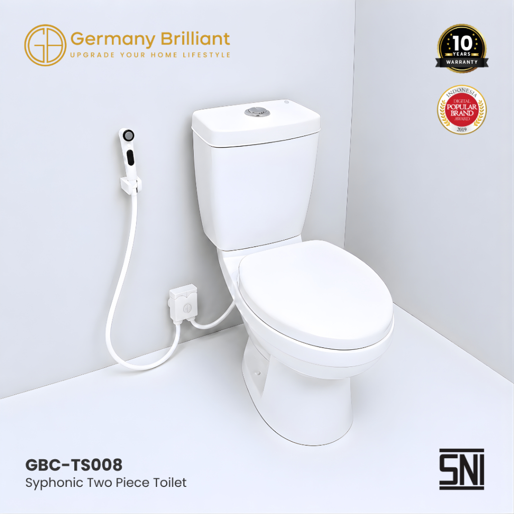 Germany Brilliant Closet Siphonic Jet Shower Kloset Duduk Toilet Jarak AS 30cm GBC-TS008