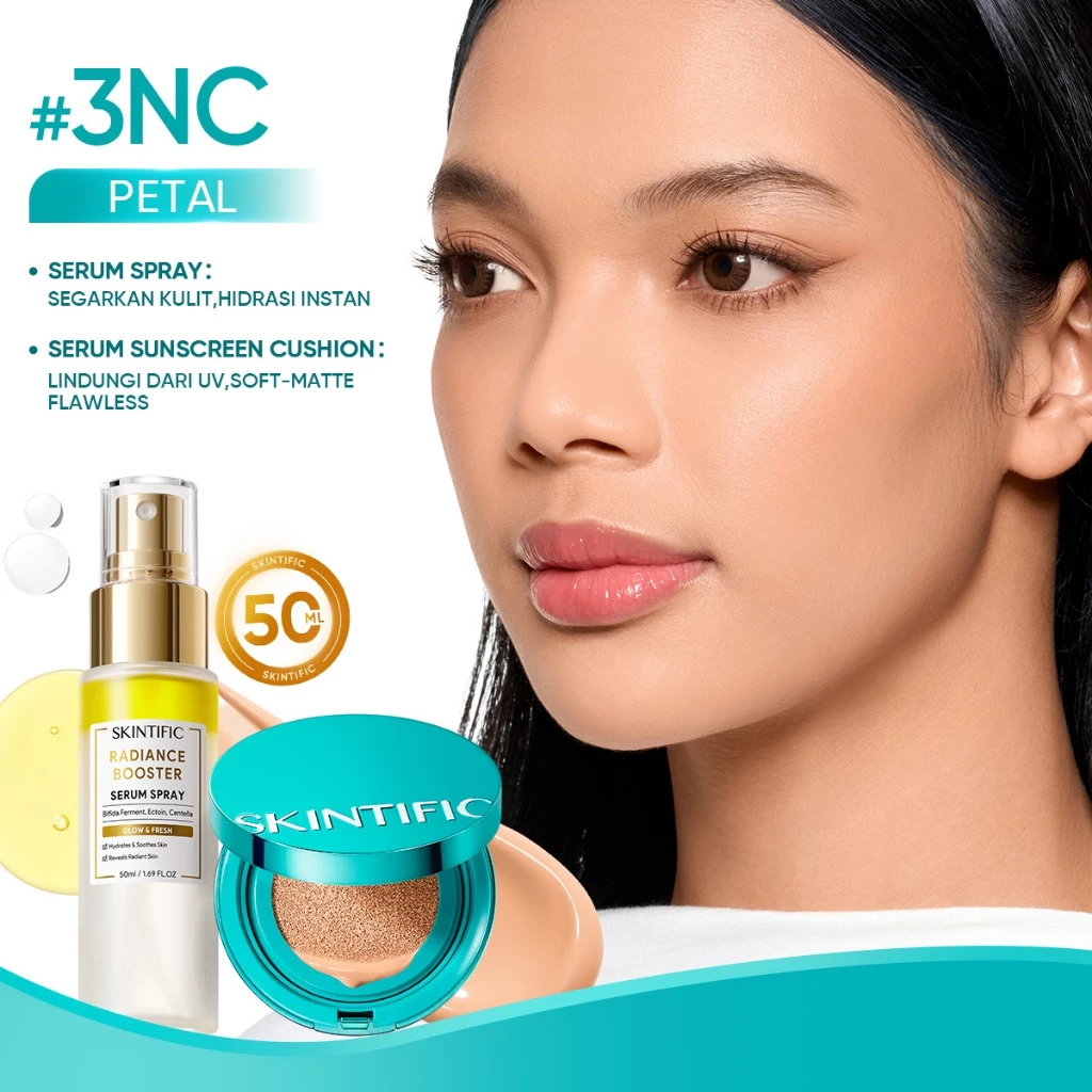 SKINTIFIC - PERFECT STAY SERUM MATTE CUSHION FOUNDATION SPF 50 PA++++ | Soft Matte Finish Menghalusk