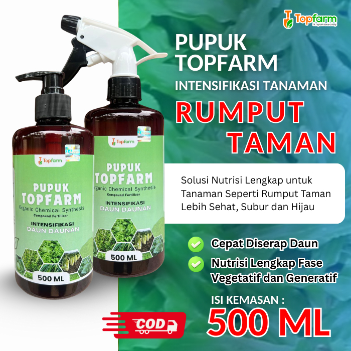 Pupuk TopFarm Terbaik / Pupuk Pelebat Daun Rumput Taman Siap Pakai / Pupuk Rumput Jepang / Pupuk Rumput Gajah / Pupuk Rumput Makam / Pupuk Rumput Halaman Rumah / Pupuk Rumput Taman / Pupuk Cair TopFarm