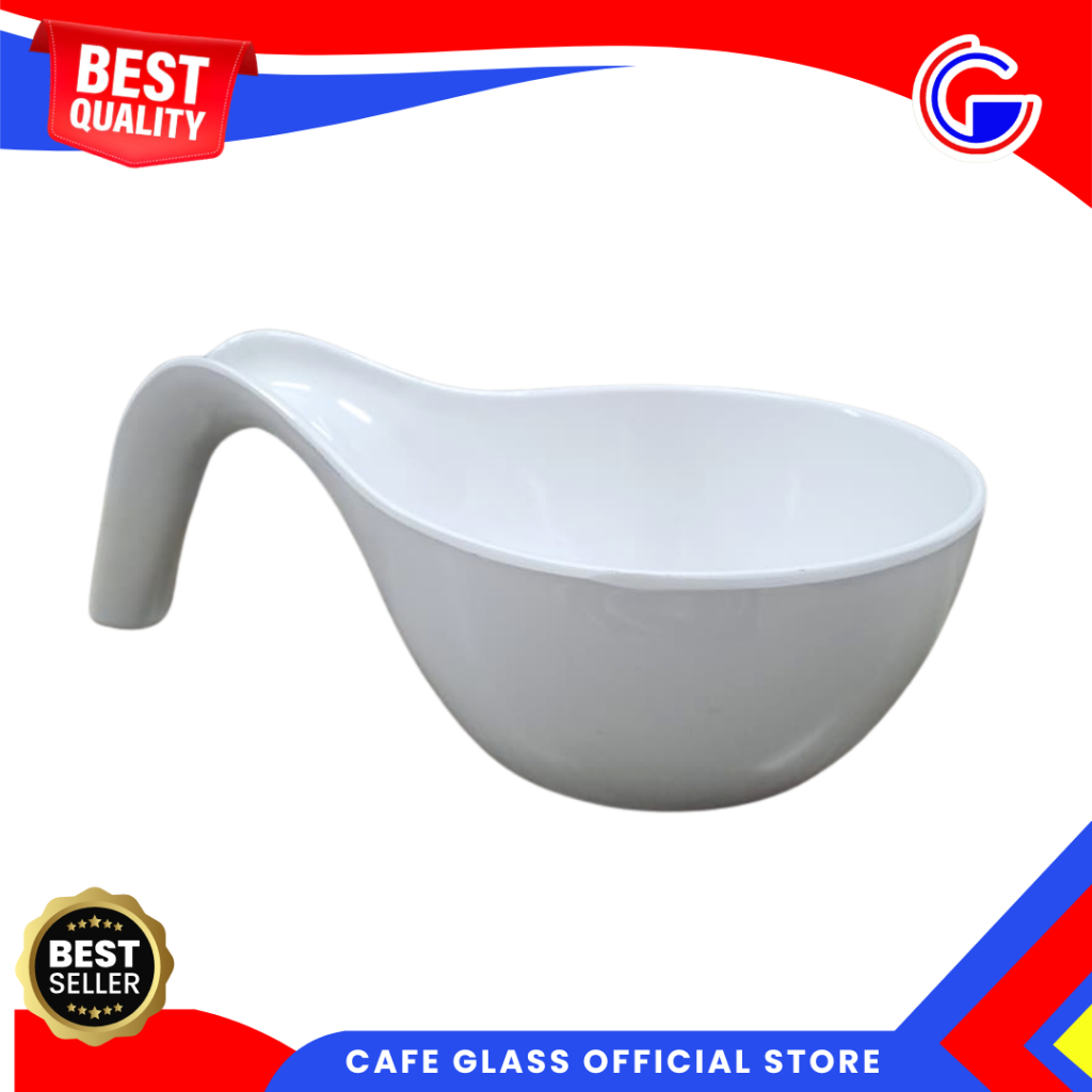 Mangkok Saji Aesthetic Bentuk Sendok - Canape Bowl Melamin Putih - Mangkok Snack Restoran Anti Pecah