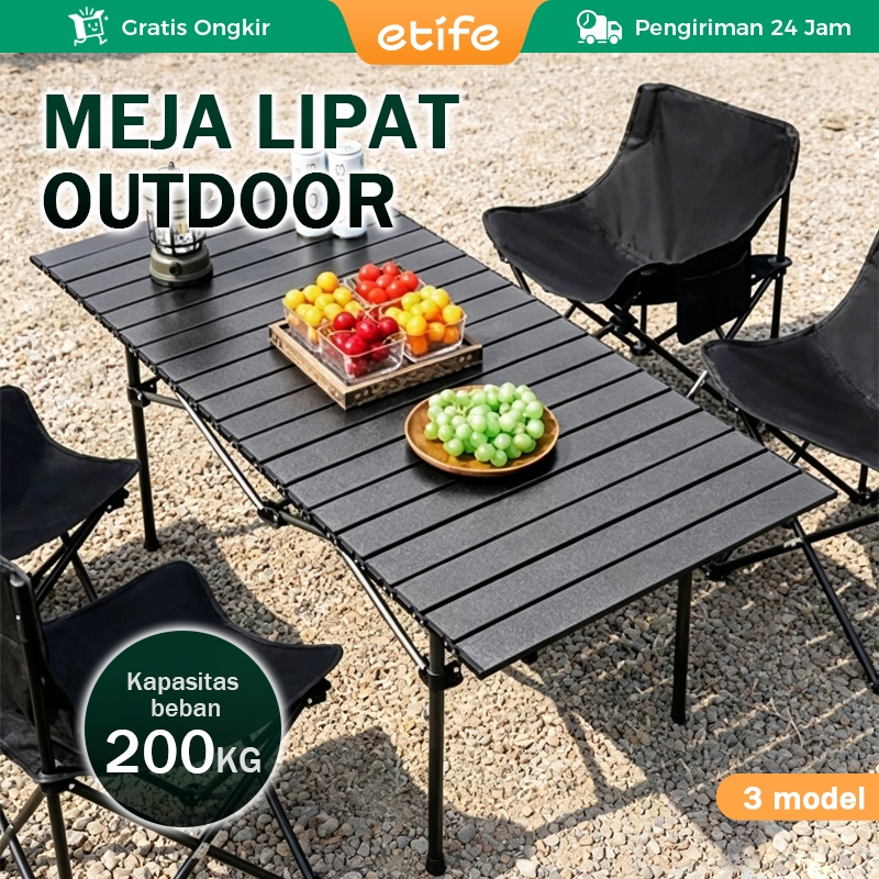 E-TIFE Meja Lipat Outdoor Meja Lipat Camping Serbaguna Meja Lipat Indoor Outdoor Portable