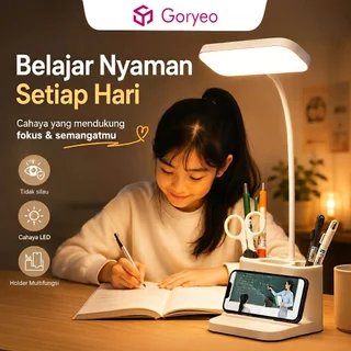 Goryeo Lampu Belajar Multifungsi Lampu Meja 3 Warna LED Fleksibel Anti Silau