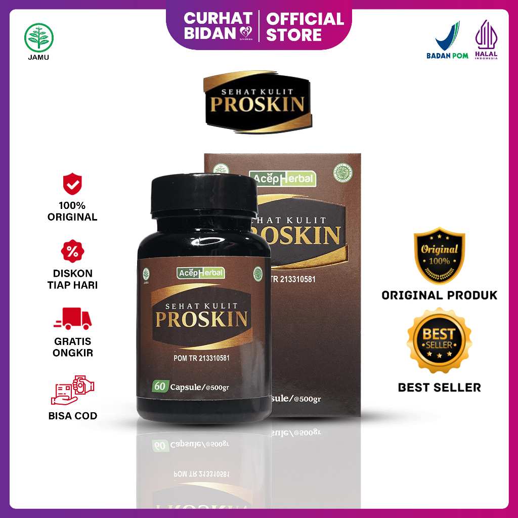 Proskin Suplemen Herbal 100% Original - Obat Kurap Kudis Herpes Psoriasis Kudis Air Kurap Basah