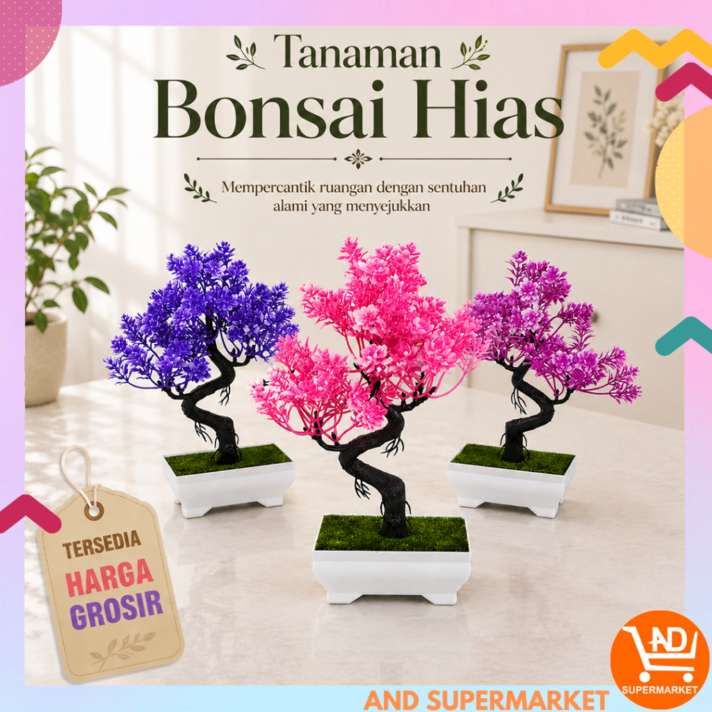 Tanaman Bonsai Hias Plastik Mini Dekorasi Meja Rumah Bunga Hias Palsu Murah Artificial Flowers PBP04