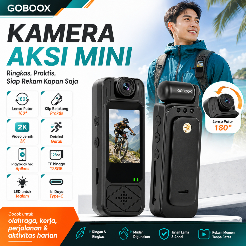 Jual GOBOOX Action Cam Dudukan Dada Rotasi 180° HD 1080P Action Kamera ...