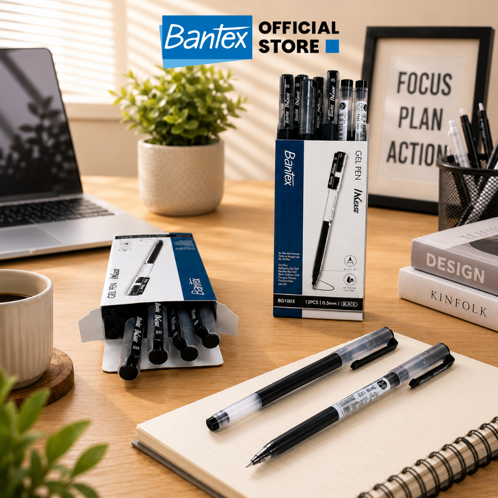 Bantex Pulpen Gel Pen 0.5 mm Isi Tinta 4x Lebih Banyak BG1003 Per Pcs