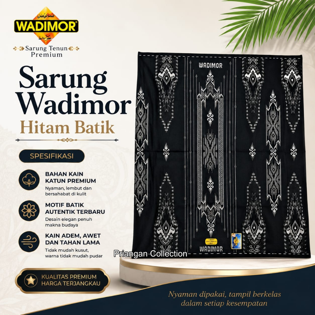 sarung wadimor batik hitam terbaru kain sarung motif batik bali bahan katun lembut adem dan tebal perlengkapan sholat pria dewasa