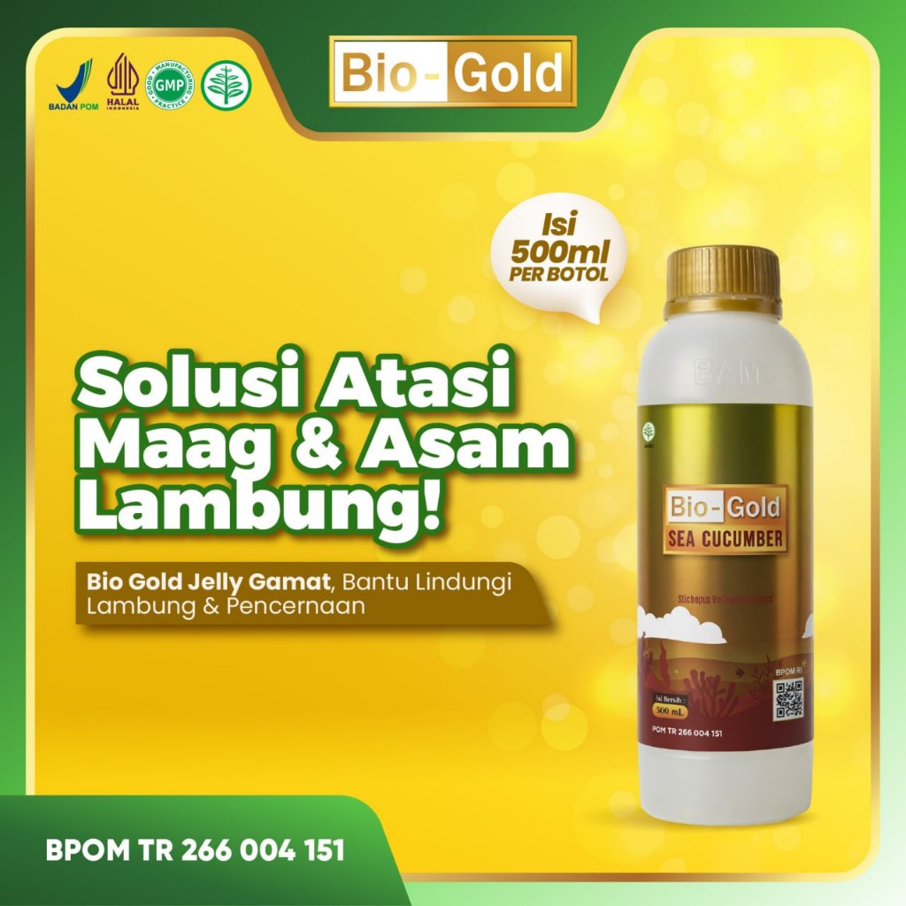 Bio Gold - Jelly Gamat BioGold Sea Cucumber 500 ml Jeli Gamat Untuk Pencernaan, Asam Lambung, Gerd BPOM
