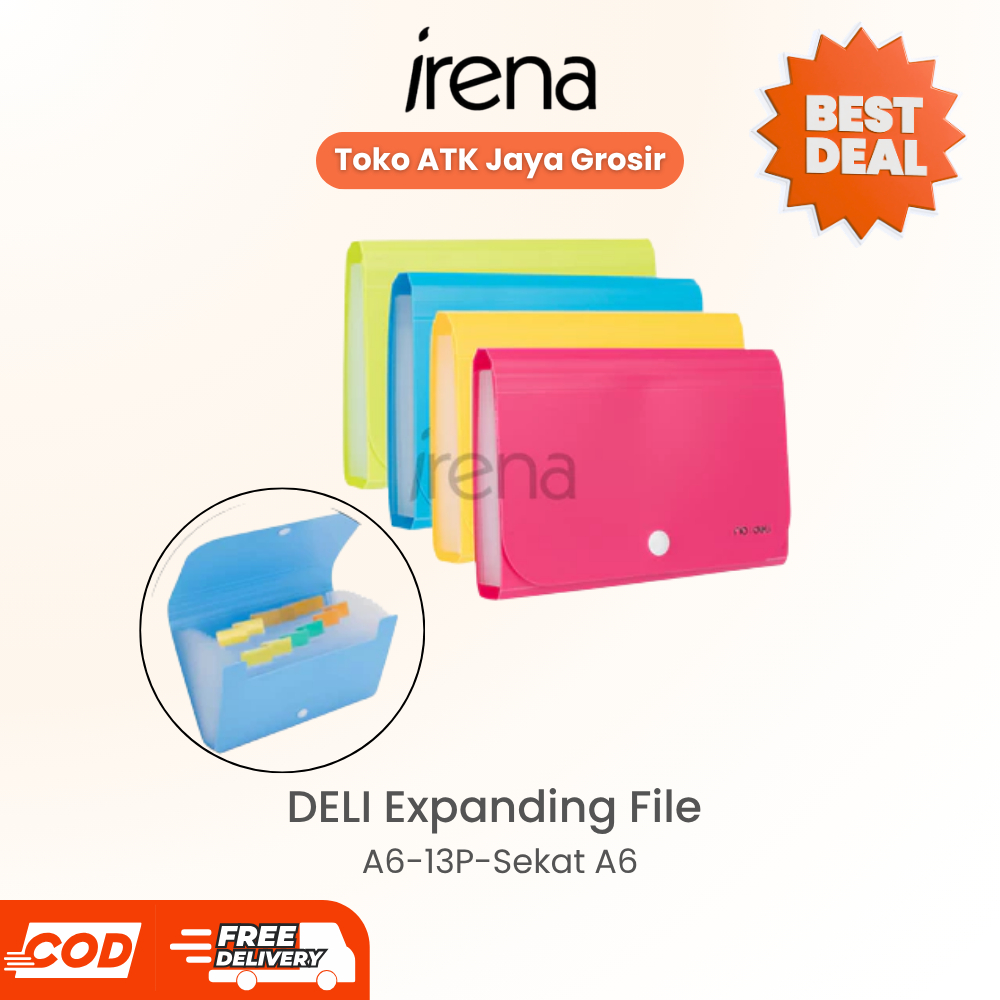 Jual DELI Expanding File A6-13P / Map Dokumen Sekat A6 | Shopee Indonesia