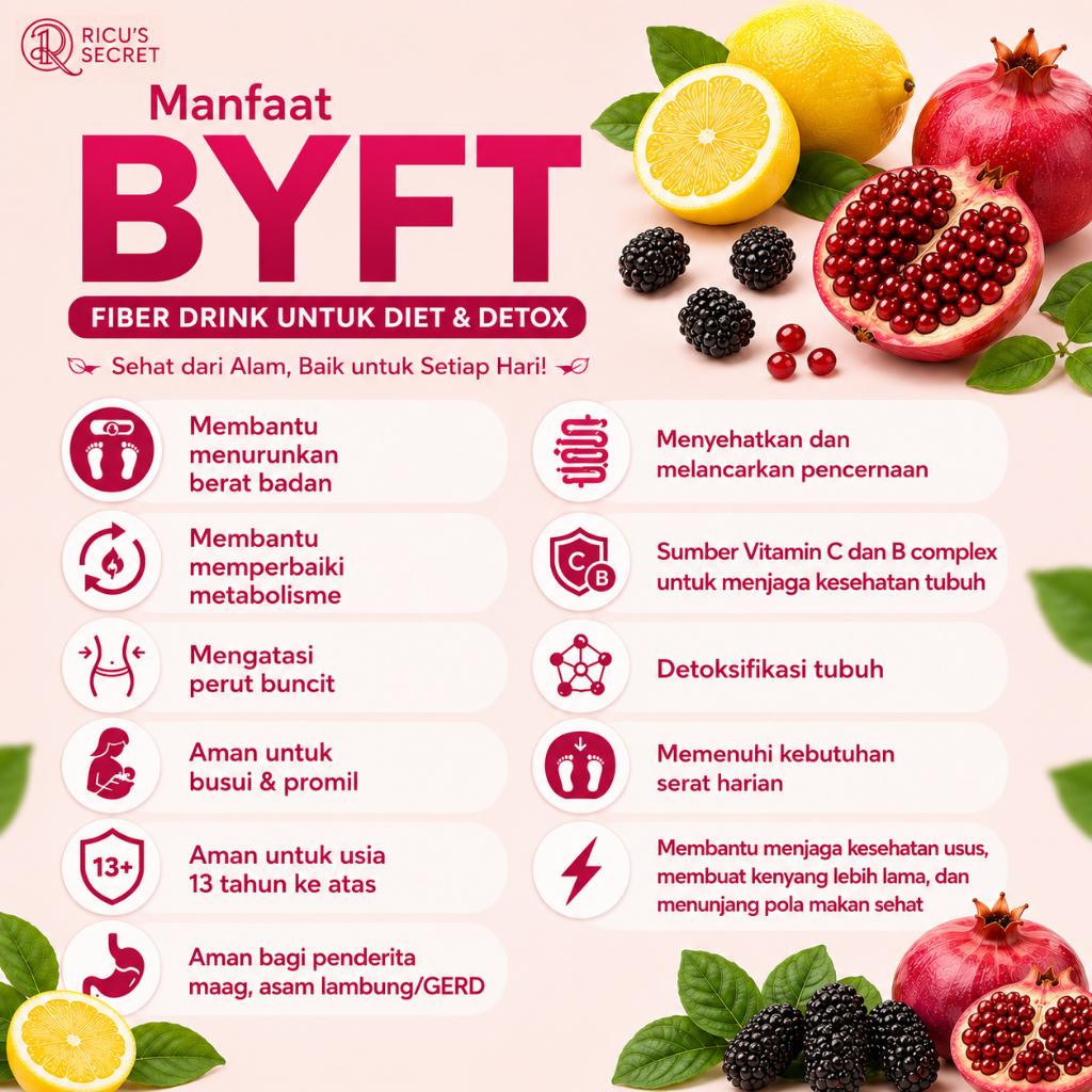 Jual RICU'S SECRET BYFT Fiber Rasa Apel Hijau atau Lemon atau Delima ...