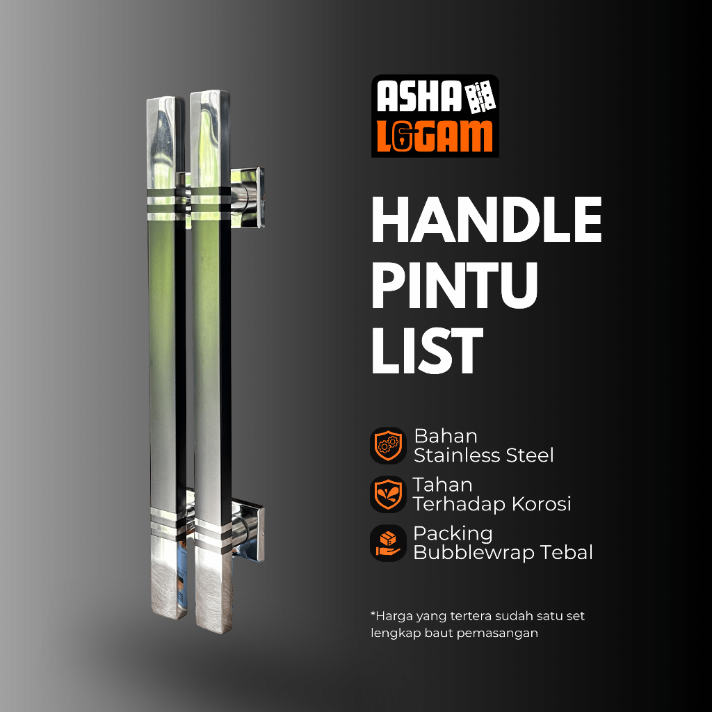 handle pintu rumah stenlis 33cm 45cm 60cm tarikan pintu minimalis list