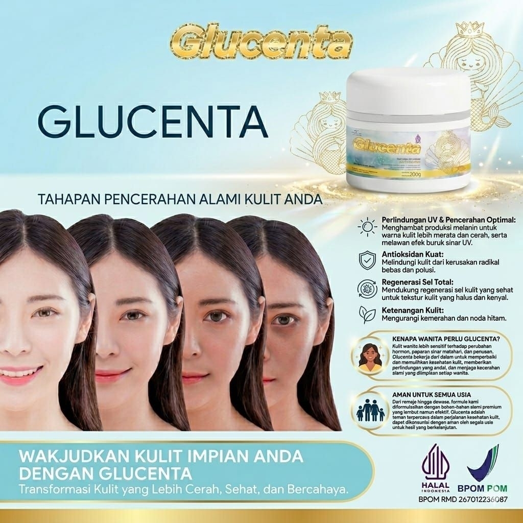 manfaat l glutathione Jual BPOM GLUCENTA L-GLUTATHIONE 500MG/SERVING HALAL RI (40 Hari)