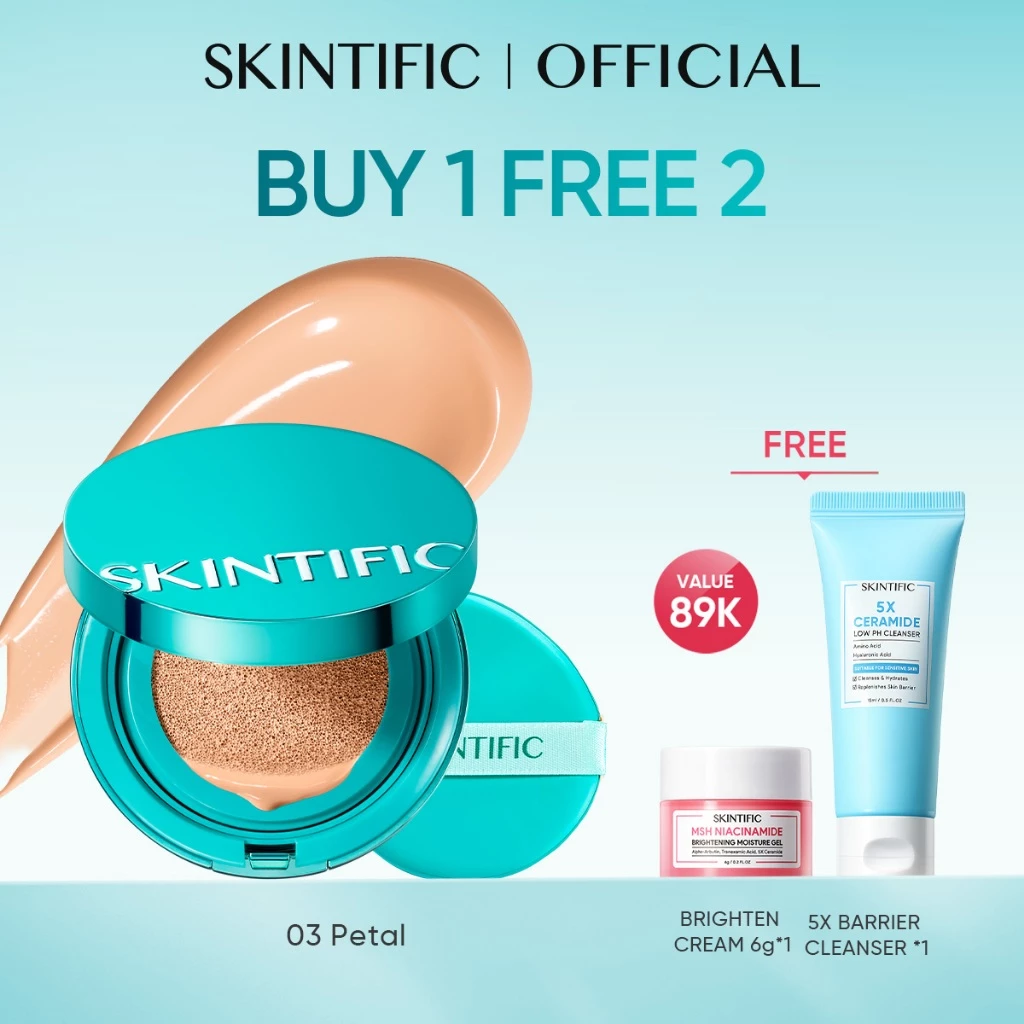 SKINTIFIC - PERFECT STAY SERUM MATTE CUSHION FOUNDATION SPF 50 PA++++ | Soft Matte Finish Menghalusk