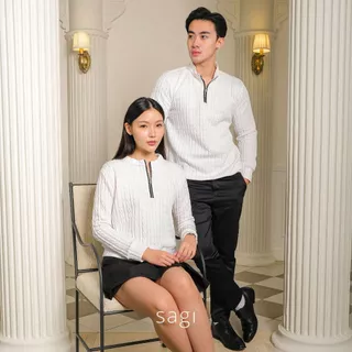 SAGI Couple - Cable Collection Knit Sweater Polo Pria & Wanita | Rajut Couple Korean Outfit