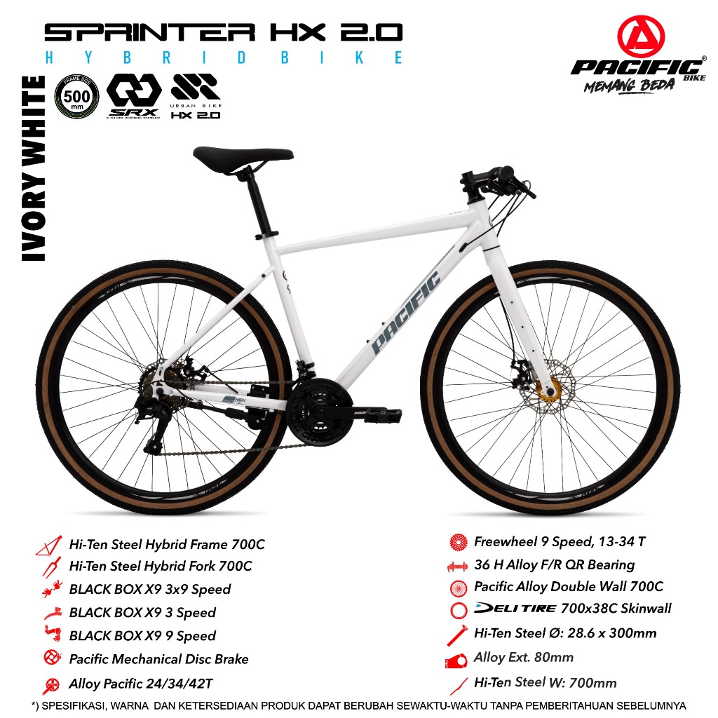 SEPEDA GUNUNG HYBRID PACIFIC SPRINTER HX 2.0 700c 3x9 SPEED / EXOTIC 2708 HR