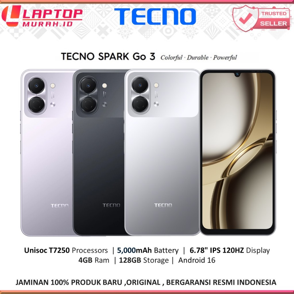 TECNO SPARK GO 3 RAM 4GB+4GB 128GB - BARU & GARANSI RESMI