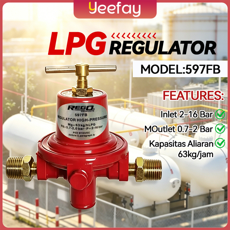 Jual Regulator Rego 597FB Gas High Preasure Plus Nepel 2pcs | Shopee ...