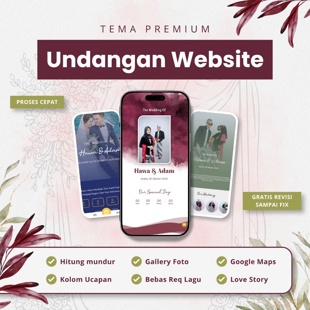 Undangan Digital Website Rustic Elegan - Fitur Lengkap, Desain Menarik, Tanpa Batas Tamu