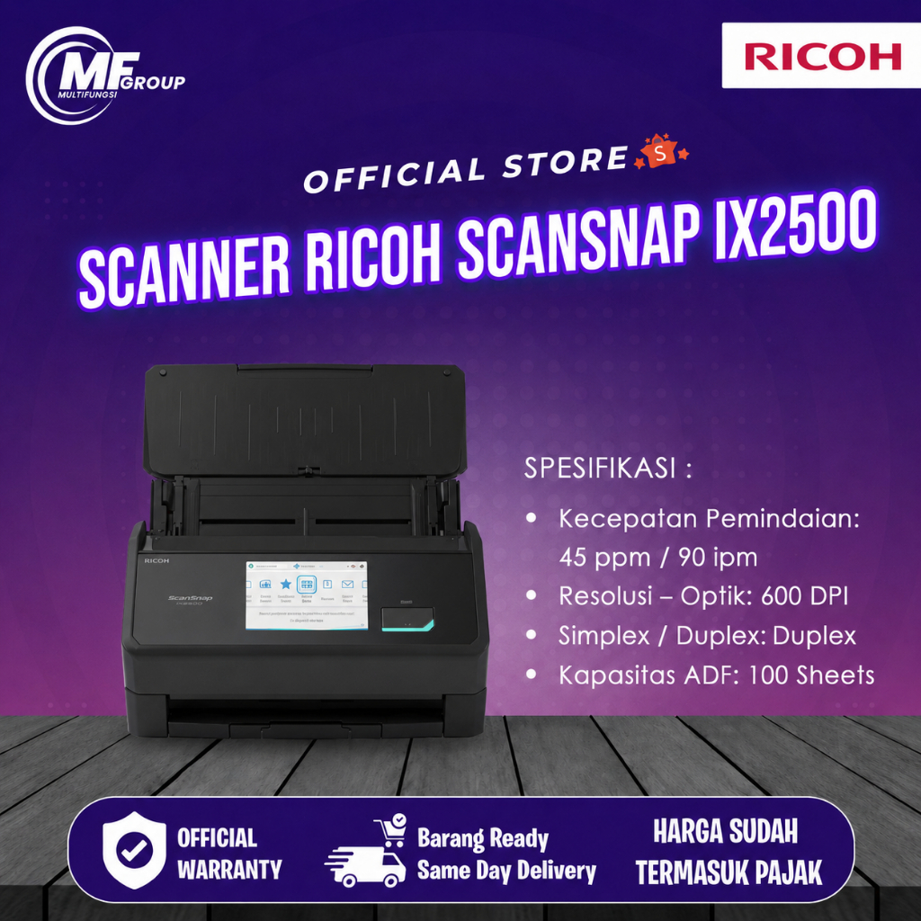 Jual Scanner Ricoh ScanSnap IX2500 45ppm IX-2500 Garansi Resmi | Shopee ...